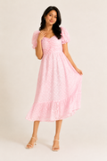 Meher - Pink Polka Dot Crepe Dress