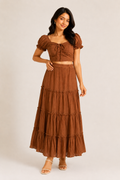 Ira - Rust Brown Tiered Co-ord Set