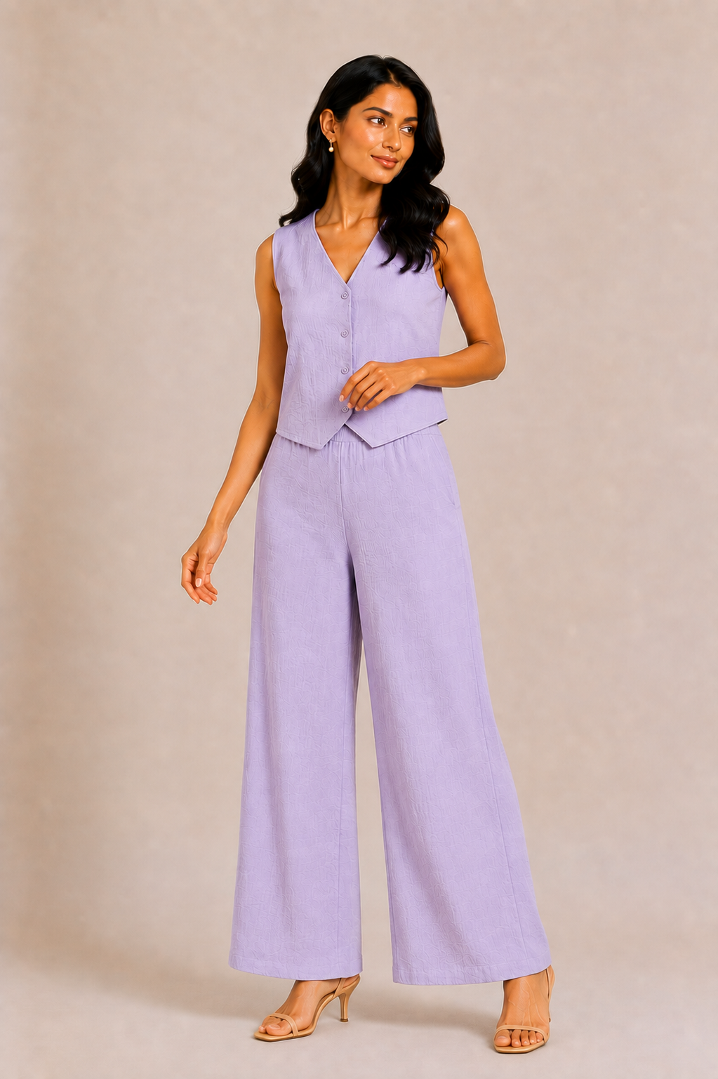 Sara - Lavender Crepe Vest Co-ord Set